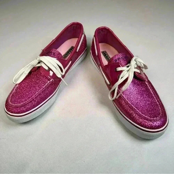Sperry top-sider pink glitter boat shoes size 9.5 - Picture 2 of 10